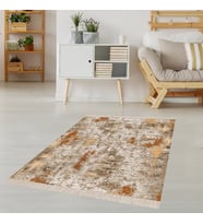 Batik Desenli Renk Geçişli Dijital Baskı Yıkanabilir Kaymaz Taban Salon Halısı ve Yolluk (Bej)