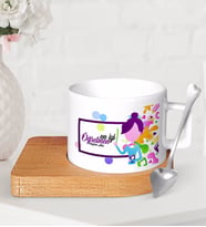 BK Gift Kişiye Özel En İyi Öğretmen Ahşap Altlıklı Seramik Fincan-2 (Beyaz)