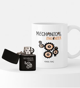 BK Gift Kişiye Özel Makina Mühendisi Temalı Çakmak ve Kupa Seti - 2