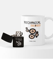 BK Gift Kişiye Özel Makina Mühendisi Temalı Çakmak ve Kupa Seti - 2
