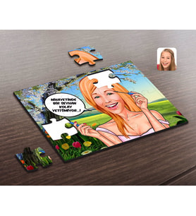 BK Gift Kişiye Özel Kadın Kolay Yetişmiyor Karikatürlü Ahşap Puzzle-7