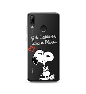 Snoopy Tasarımlı Süper Şeffaf Silikon Telefon Kılıfı Huawei PSmart 2019