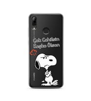 Snoopy Tasarımlı Süper Şeffaf Silikon Telefon Kılıfı Huawei PSmart 2019