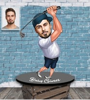 Kişiye Özel Golfçü Karikatürlü Ahşap Biblo Bay-2