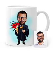 BK Gift Kişiye Özel Hakim Karikatür Beyaz Kupa Bardak  1