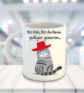 Kişiye Özel Meow Bir De Bana Gidiyor Şekerim Temalı Kupa Bardak 81534