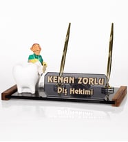 Diş Hekimi Biblolu Masa İsimliği Hediye Masaüstü Kristal İsimlik