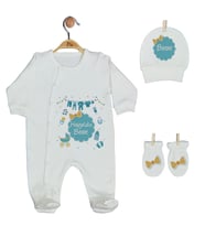 Pia Baby GL 1905-01 İsme Özel Üçlü Tulum Set