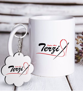 BK Gift Kişiye Özel Mesleki Terzi Beyaz Kupa ve Anahtarlık Hediye Seti-1 (Model 1)