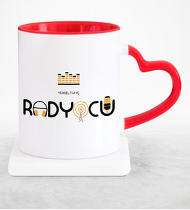 BK Gift Kişiye Özel Mesleki Radyocu Kırmızı Kalpli Kupa Bardak