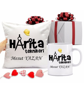 Harita Teknikeri Bardağı ve Yastığı Hediye Seti (Model 1)
