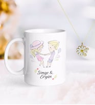 BK Gift Kişiye Özel Sevgililer Günü Kupa ve Çift İsimli Papatya Kolye-62 (Model 1)