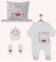 Pia Baby Gl 1945-04 İsme Özel Yastık Tulum Set