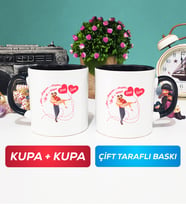 İkili Sevgiliye Sevgililer Günü Hediyesi 2 Kupa Bardak Siyah