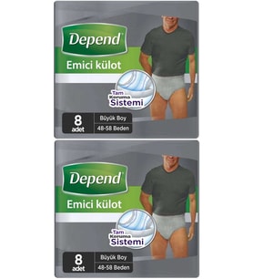 Depend Emici Külot Hasta Bezi Büyük Erkek 16 Adet (2Pk*8)