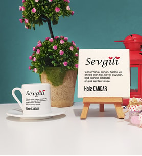 Sevgililer Günü Hediyesi Sevgili Tasarımlı Kişiye Özel Sevgililer Günü Hediyesi Türk Kahvesi Fincanı ve Dekoratif Taş Baskı Hediye Seti