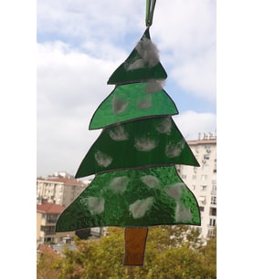 Markakanvas Çam ağacı, Yılbaşı cam vitray 24x15cm