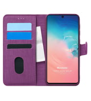 Microsonic Samsung Galaxy A91 Kılıf Fabric Book Wallet Mor