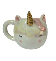 Unicorn Tek Boynuzlu Sevimli Seramik Kupa (Krem)
