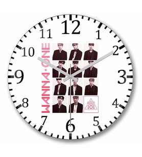 Wanna One Energetic Pink Version Duvar Saati Bombeli Gercek Cam