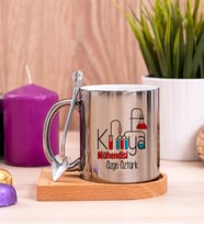 Kimya Mühendisi Ahşap Altlıklı Silver Kupa Bardak