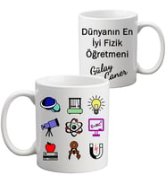 Öğretmenler Günü Hediyesi - Fizik Öğretmeni İsimli Kupa Bardak
