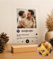 Kişiye Özel Tasarlanabilir Spotify Müzik Barkodlu Pleksi Plak Babaya Anneye Sevgiliye Arkadaşa Hediye