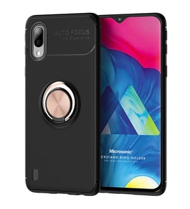 Microsonic Samsung Galaxy M10 Kılıf Kickstand Ring Holder Siyah Rose