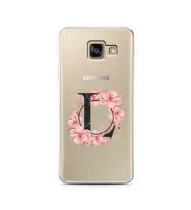 Pembe Çiçekli Harf Tasarım Süper Şeffaf Silikon Telefon Kılıfı Samsung A3 (2017)