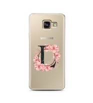 Pembe Çiçekli Harf Tasarım Süper Şeffaf Silikon Telefon Kılıfı Samsung A3 (2017)