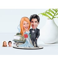 BK Gift Kişiye Özel Evleniyoruz Karikatürlü Ahşap Biblo Model-1 (Beyaz)