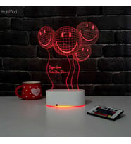 Kişiye Özel  3D Tasarım Gülen Balonlar Led Aydınlatma