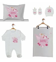 Pia Baby GL 2005 İsme Özel Leylekli Beşli Tulum Set