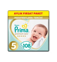 Prima Premium Care Bebek Bezi Beden:5 (11-16Kg) Junior 108 Adet Aylık Fırsat Pk