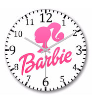 Barbie Logo  Duvar Saati Bombeli Gercek Cam