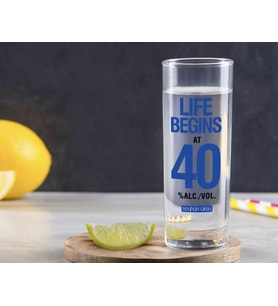 BK Gift Kişiye Özel Renkli Baskılı Life Begins At 40 Tasarımlı Vodka Bardağı-1 (Beyaz)