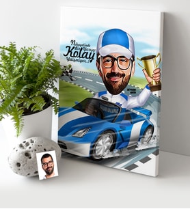 BK Gift Kişiye Özel Bay Rallici Karikatür Kanvas Tablo 30x50cm 1