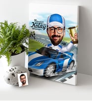 BK Gift Kişiye Özel Bay Rallici Karikatür Kanvas Tablo 30x50cm 1