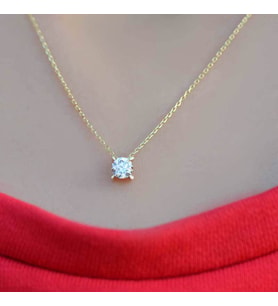 14k Sarı Altın Tektaş Kolye
