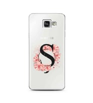 Pembe Çiçekli Harf Tasarım Süper Şeffaf Silikon Telefon Kılıfı Samsung A3 (2016)