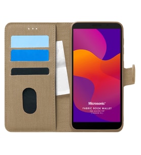 Microsonic Huawei Y5P Kılıf Fabric Book Wallet Gold