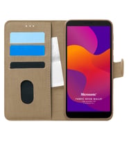 Microsonic Huawei Y5P Kılıf Fabric Book Wallet Gold
