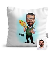 BK Gift Kişiye Özel Ressam Karikatür  Yastık  1