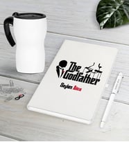 BK Gift Kişiye Özel The Godfather Beyaz Defter Kalem Termos Mug Seti (Model 1)