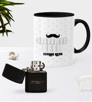 BK Gift Kişiye Özel Kahraman Baba Siyah Kupa Bardak Benzinli Metal Çakmak Seti-3 (Model 1)