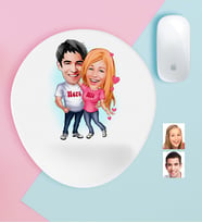 BK Gift Kişiye Özel Sevgililer Karikatürlü Bilek Destekli Mouse Pad-5 (Beyaz)
