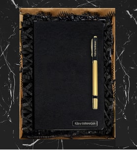 Kişiye Özel Siyah Defter Kalem Set