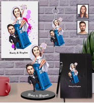 Kişiye Özel Gelin Damat Karikatürlü 5 li Hediye Seti  Mod-3