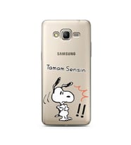 Snoopy Tasarımlı Süper Şeffaf Silikon Telefon Kılıfı Samsung Grand Prime