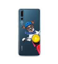 Motorcu Köpek Tasarımlı Süper Şeffaf Silikon Telefon Kılıfı Huawei P20 Pro  